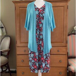 Allison Daley Floral Dress and Cardigan Size 20